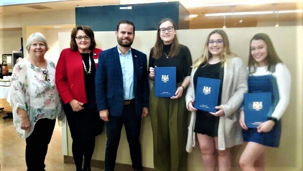 Dixie Mikel Scholarship recipients Lindsay Kemp, McKenzie Macklin, Raquel Deperasinski